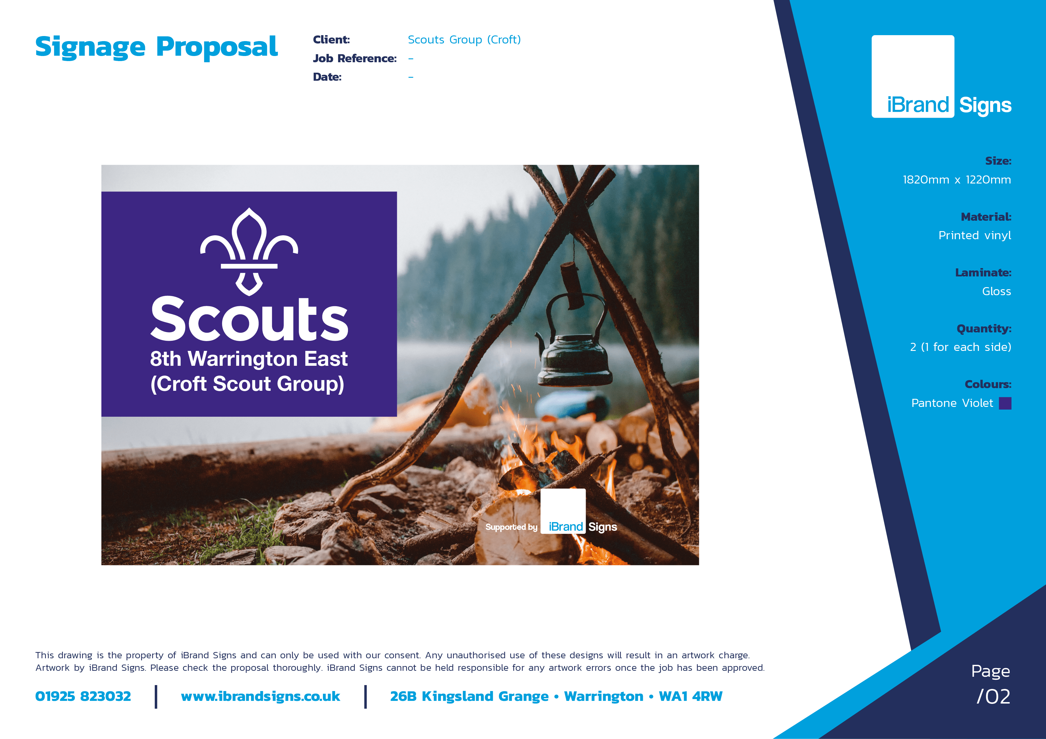Scout group exterior signage and event signage Warrington example