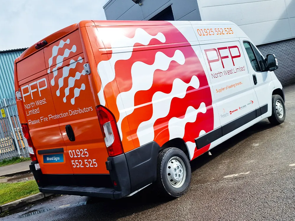 Bright, bold and colourful partial wrap for PFP, designed and fitted in house here in Warrington
